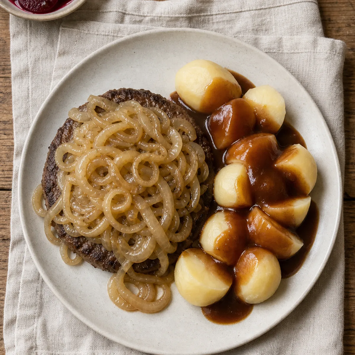 Beef Patties with Soft Onions
