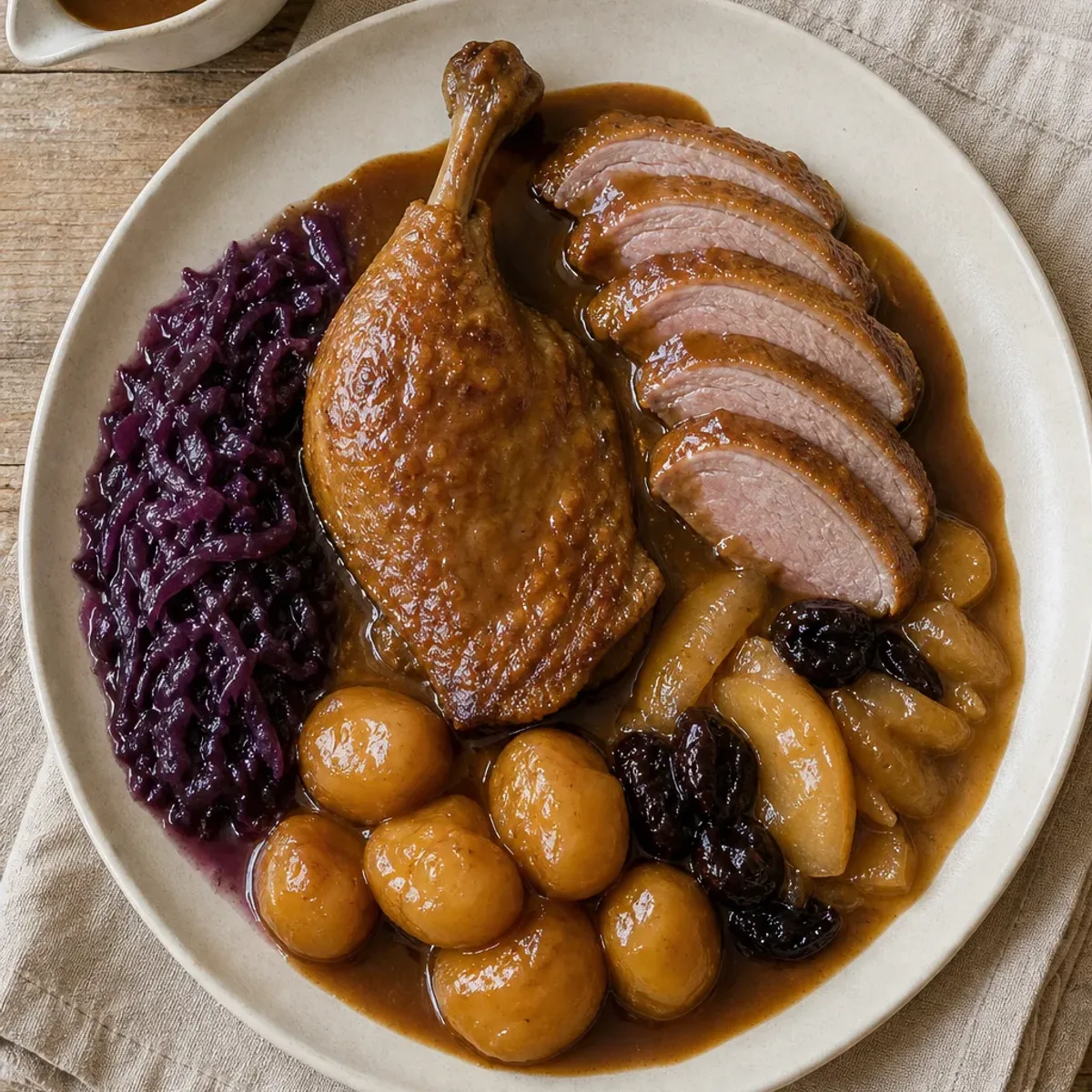 Roast Duck with Apples and Prunes