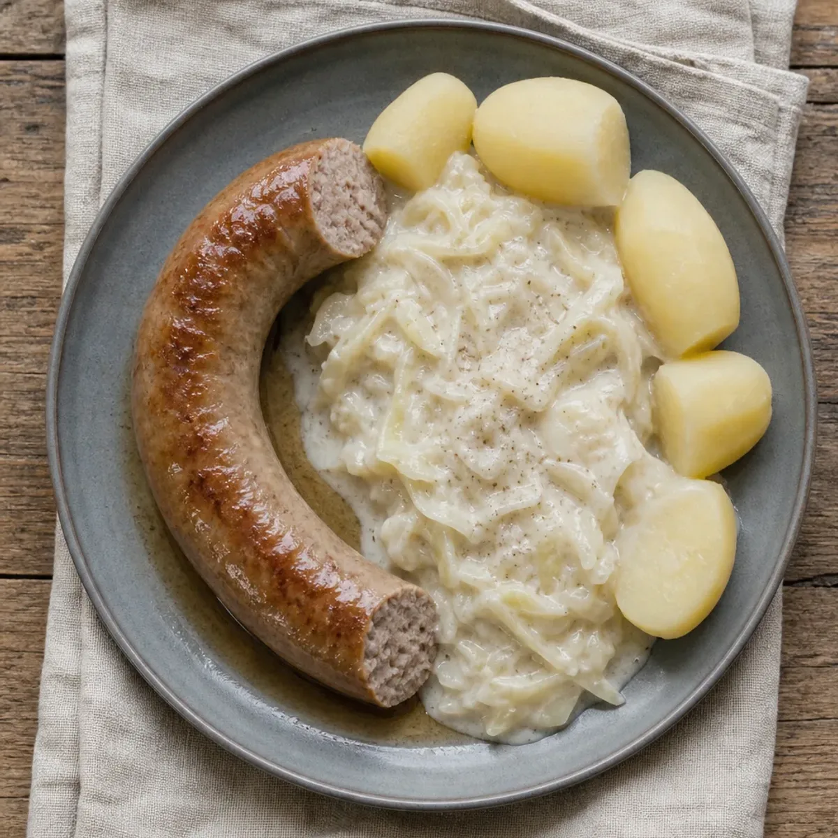 Danish Sausage with Creamed Cabbage