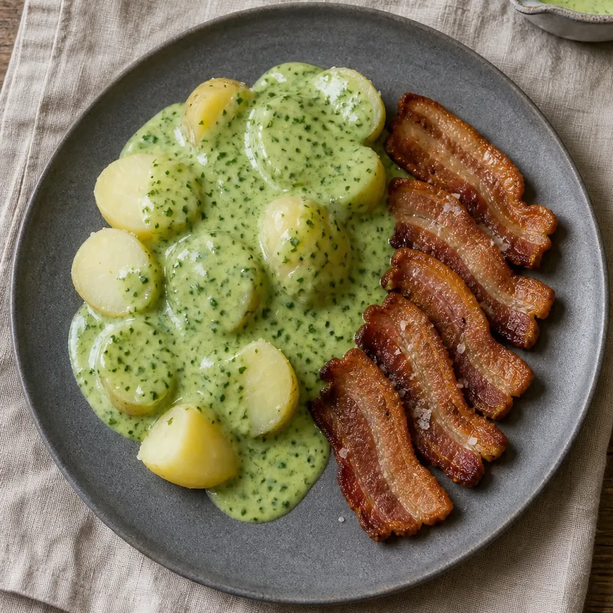 Crispy Pork Belly with Parsley Sauce
