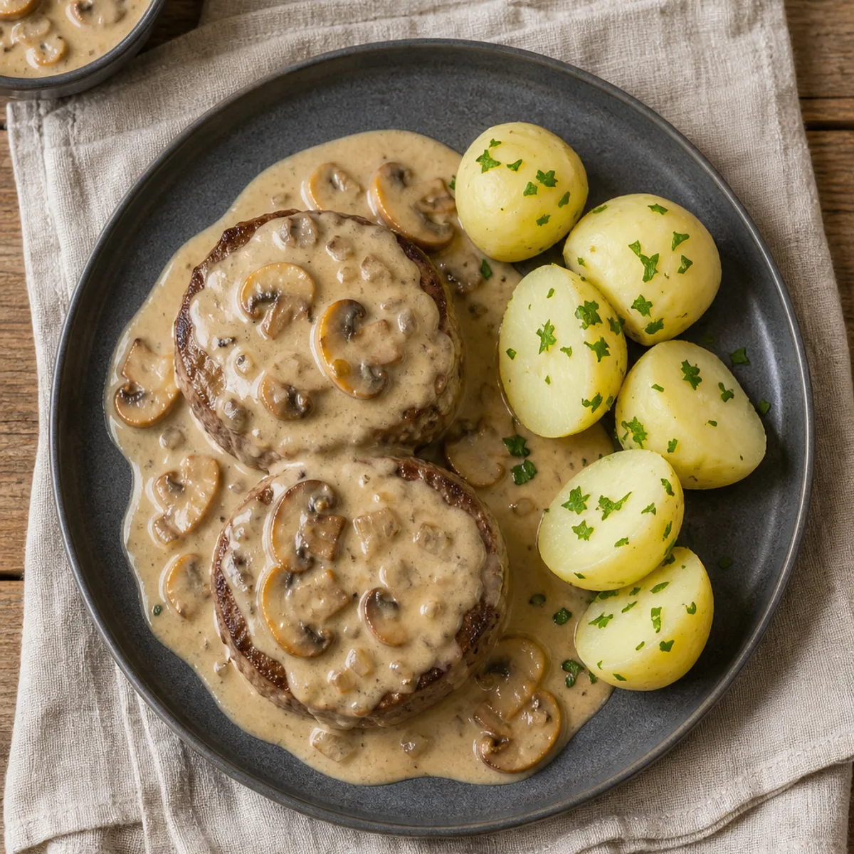 Pork Tenderloin Steaks with Mushroom Sauce