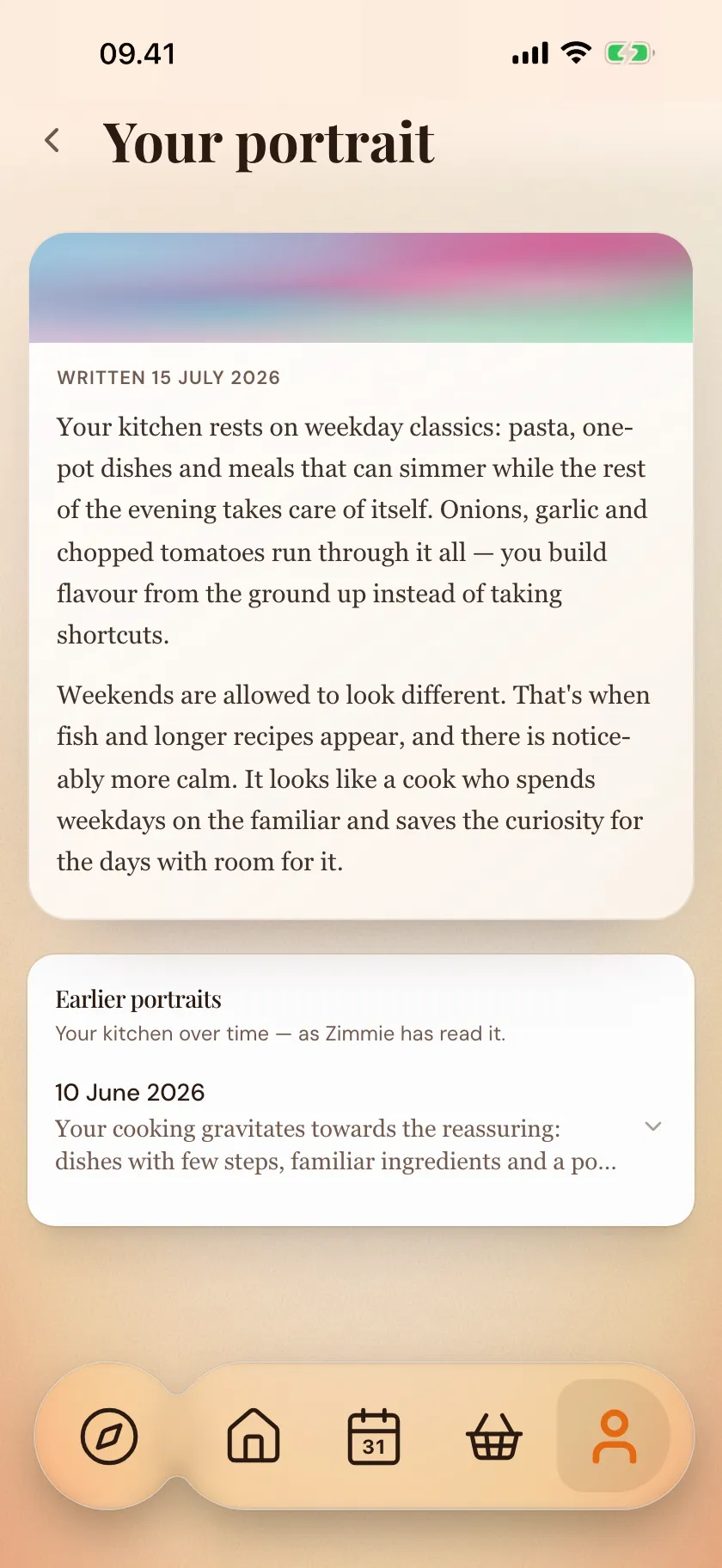 A little portrait of your taste — on its own page in Zimmer